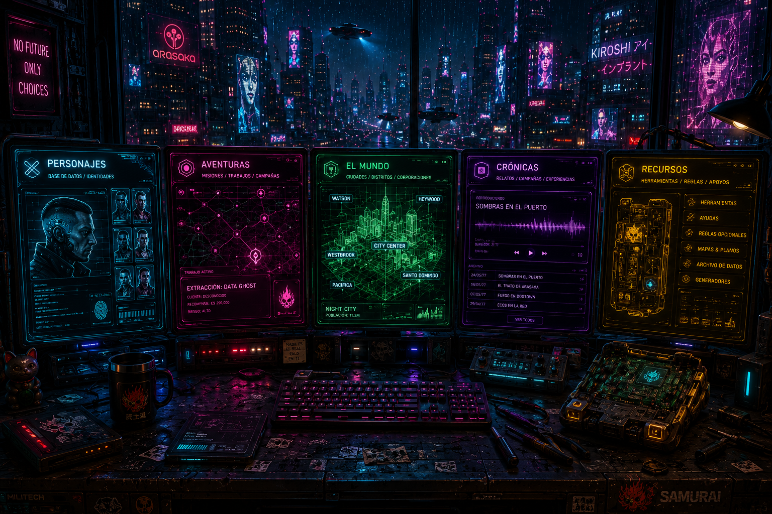 Consola de acceso a la biblioteca Cyberpunk